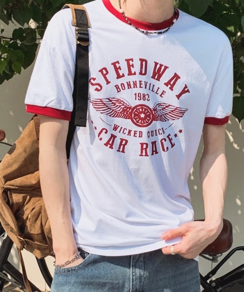 NOWLE（ノウル）の「【NOWLE】ヴィンテージライク リンガーT 半袖Tシャツ / スマートサイジング プリント トップス（Tシャツ/カットソー・メンズ・グレー/レッド/ブラック・LARGE/X-LARGE/MEDIUM）」の3枚目の写真