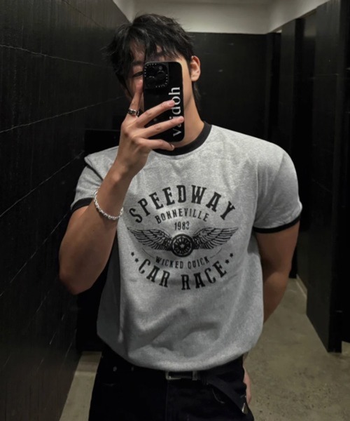 NOWLE（ノウル）の「【NOWLE】ヴィンテージライク リンガーT 半袖Tシャツ / スマートサイジング プリント トップス（Tシャツ/カットソー・メンズ・グレー/レッド/ブラック・LARGE/X-LARGE/MEDIUM）」の18枚目の写真