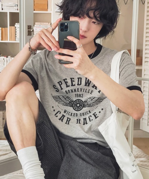 NOWLE（ノウル）の「【NOWLE】ヴィンテージライク リンガーT 半袖Tシャツ / スマートサイジング プリント トップス（Tシャツ/カットソー・メンズ・グレー/レッド/ブラック・LARGE/X-LARGE/MEDIUM）」の22枚目の写真