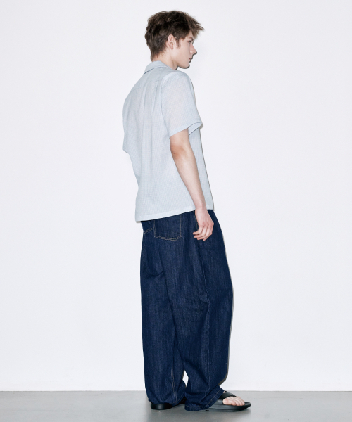 COLD BLANKET（コールドブランケット）の「リネンライクチェックリップサマー半袖シャツパステルブルー（シャツ/ブラウス・レディース・その他・FREE）」の7枚目の写真