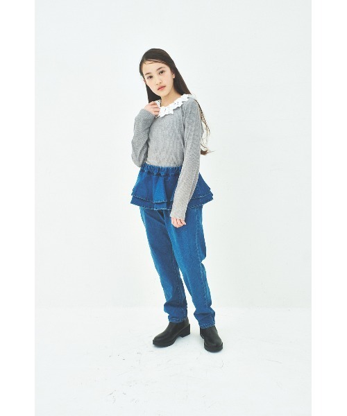 maarook（マルーク）の「ハイストレッチデニムペプラムパンツ（デニムパンツ・キッズ・ネイビー・160cm/150cm/140cm）」の3枚目の写真