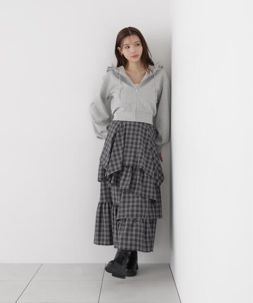 PROPORTION BODY DRESSING(プロポーションボディドレッシング)の「チェック柄ティアードスカート / 1216220905(スカート・レディース・ブラック/ブラウン・MEDIUM/P/S/SMALL)」の6枚目の写真