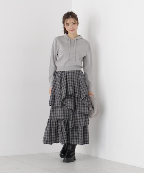 PROPORTION BODY DRESSING(プロポーションボディドレッシング)の「チェック柄ティアードスカート / 1216220905(スカート・レディース・ブラック/ブラウン・MEDIUM/P/S/SMALL)」の7枚目の写真