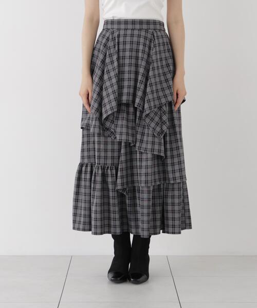 PROPORTION BODY DRESSING(プロポーションボディドレッシング)の「チェック柄ティアードスカート / 1216220905(スカート・レディース・ブラック/ブラウン・MEDIUM/P/S/SMALL)」の9枚目の写真