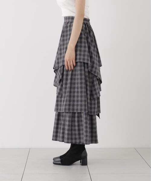 PROPORTION BODY DRESSING(プロポーションボディドレッシング)の「チェック柄ティアードスカート / 1216220905(スカート・レディース・ブラック/ブラウン・MEDIUM/P/S/SMALL)」の10枚目の写真