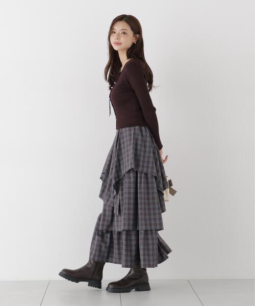 PROPORTION BODY DRESSING(プロポーションボディドレッシング)の「チェック柄ティアードスカート / 1216220905(スカート・レディース・ブラック/ブラウン・MEDIUM/P/S/SMALL)」の17枚目の写真