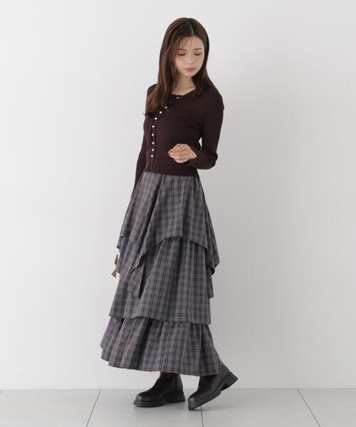PROPORTION BODY DRESSING(プロポーションボディドレッシング)の「チェック柄ティアードスカート / 1216220905(スカート・レディース・ブラック/ブラウン・MEDIUM/P/S/SMALL)」の15枚目の写真