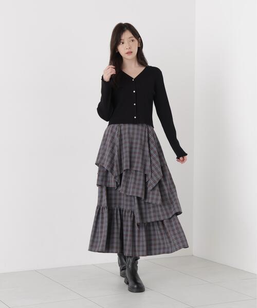 PROPORTION BODY DRESSING(プロポーションボディドレッシング)の「チェック柄ティアードスカート / 1216220905(スカート・レディース・ブラック/ブラウン・MEDIUM/P/S/SMALL)」の12枚目の写真
