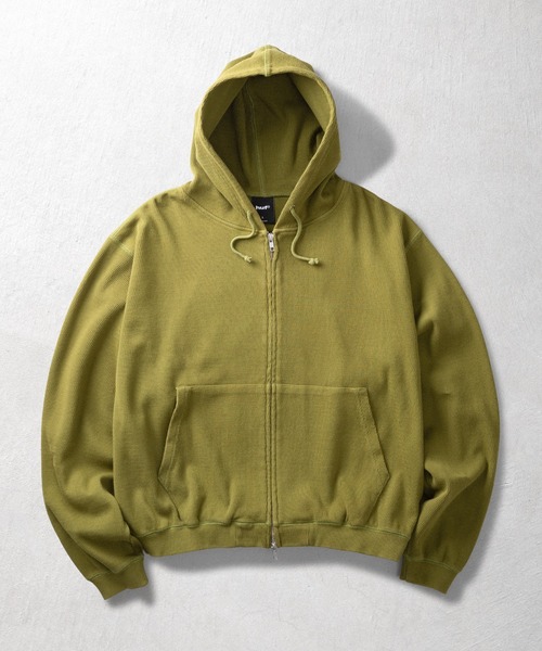HUF（ハフ）の「CROP THERMAL FULL ZIP HOODIE（パーカー・メンズ・オリーブ/チャコールグレー/レッド・S/M/L/XL）」の3枚目の写真