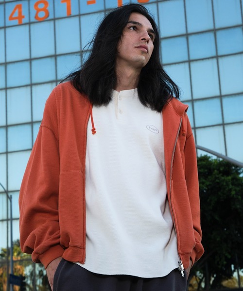 HUF（ハフ）の「CROP THERMAL FULL ZIP HOODIE（パーカー・メンズ・オリーブ/チャコールグレー/レッド・S/M/L/XL）」の7枚目の写真