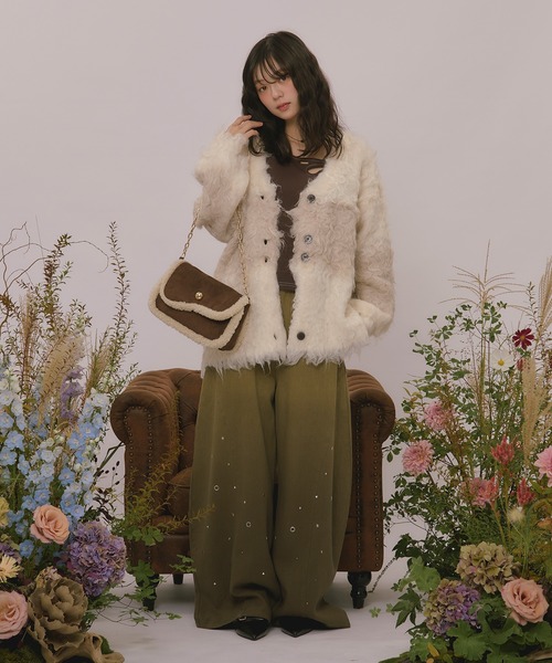 loin nuit(ロワンニュイ)の「nuance color shaggy cardigan / ニュアンスカラーシャギーカーディガン(カーディガン/ボレロ・レディース・アイボリー/ピンク/キャメル・FREE)」の15枚目の写真