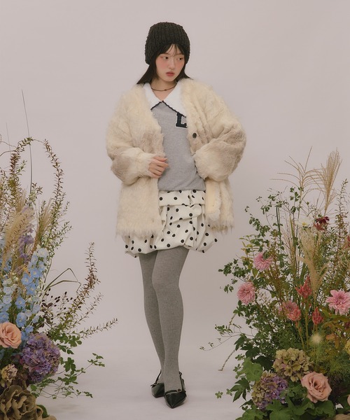 loin nuit(ロワンニュイ)の「nuance color shaggy cardigan / ニュアンスカラーシャギーカーディガン(カーディガン/ボレロ・レディース・アイボリー/ピンク/キャメル・FREE)」の6枚目の写真