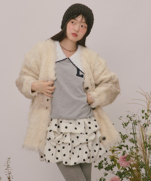 loin nuit(ロワンニュイ)の「nuance color shaggy cardigan / ニュアンスカラーシャギーカーディガン(カーディガン/ボレロ・レディース・アイボリー/ピンク/キャメル・FREE)」の8枚目の写真
