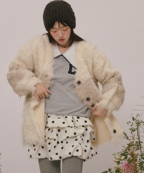 loin nuit(ロワンニュイ)の「nuance color shaggy cardigan / ニュアンスカラーシャギーカーディガン(カーディガン/ボレロ・レディース・アイボリー/ピンク/キャメル・FREE)」の10枚目の写真