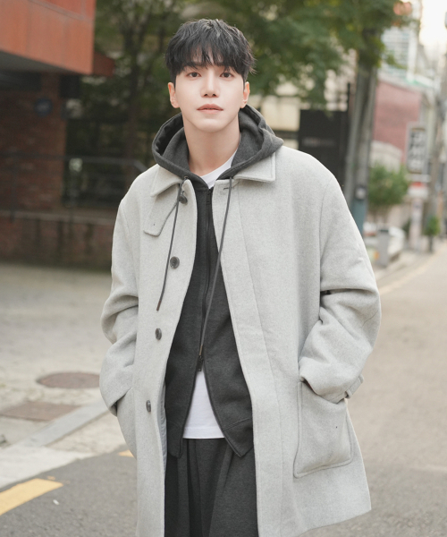 ADHOC(アドホック)の「男女共用セミオーバーハーフバルマカンコート (L-M-GREY) (HBAHCA2)(チェスターコート・メンズ・その他・FREE/105/100/95)」の1枚目の写真