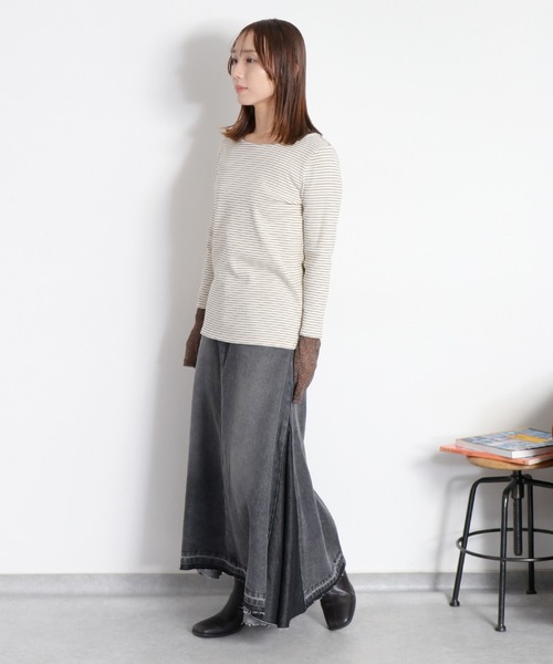 cepo(セポ)の「袖ラメ切り替えロングスリーブTee(Tシャツ/カットソー・レディース・オフホワイト/ホワイト系その他/ブラック・M)」の7枚目の写真