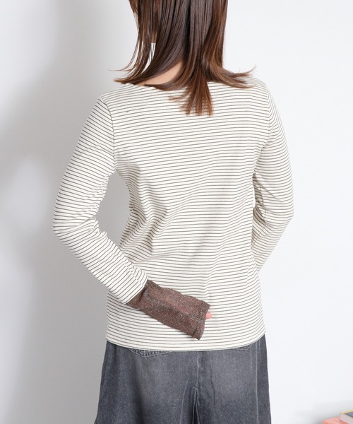cepo(セポ)の「袖ラメ切り替えロングスリーブTee(Tシャツ/カットソー・レディース・オフホワイト/ホワイト系その他/ブラック・M)」の12枚目の写真