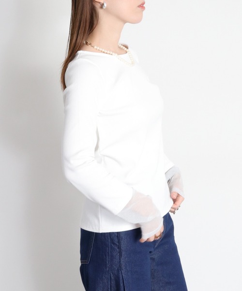 cepo(セポ)の「袖ラメ切り替えロングスリーブTee(Tシャツ/カットソー・レディース・オフホワイト/ホワイト系その他/ブラック・M)」の19枚目の写真