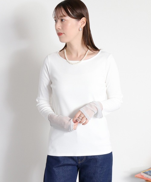 cepo(セポ)の「袖ラメ切り替えロングスリーブTee(Tシャツ/カットソー・レディース・オフホワイト/ホワイト系その他/ブラック・M)」の22枚目の写真
