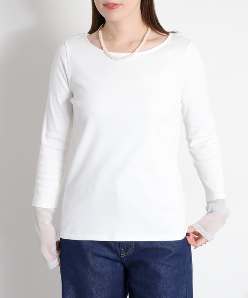 cepo(セポ)の「袖ラメ切り替えロングスリーブTee(Tシャツ/カットソー・レディース・オフホワイト/ホワイト系その他/ブラック・M)」の18枚目の写真