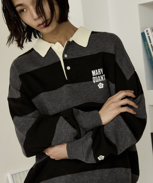MARY QUANT（マリークワント）の「MARY QUANT × PUBLUX/マリークワント <ユニセックス>別注 ロゴ ラガー ニット　限定展開（ニット/セーター・メンズ・ブラウン/ネイビー/グレー・LARGE/MEDIUM/SMALL）」の2枚目の写真