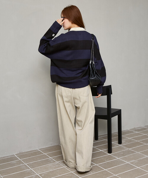 MARY QUANT（マリークワント）の「MARY QUANT × PUBLUX/マリークワント <ユニセックス>別注 ロゴ ラガー ニット　限定展開（ニット/セーター・メンズ・ブラウン/ネイビー/グレー・LARGE/MEDIUM/SMALL）」の8枚目の写真