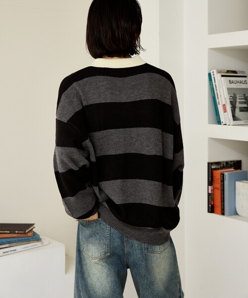 MARY QUANT（マリークワント）の「MARY QUANT × PUBLUX/マリークワント <ユニセックス>別注 ロゴ ラガー ニット　限定展開（ニット/セーター・メンズ・ブラウン/ネイビー/グレー・LARGE/MEDIUM/SMALL）」の13枚目の写真