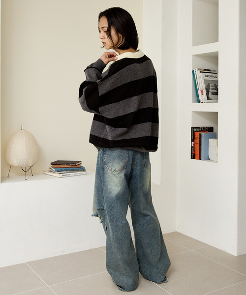 MARY QUANT（マリークワント）の「MARY QUANT × PUBLUX/マリークワント <ユニセックス>別注 ロゴ ラガー ニット　限定展開（ニット/セーター・メンズ・ブラウン/ネイビー/グレー・LARGE/MEDIUM/SMALL）」の16枚目の写真