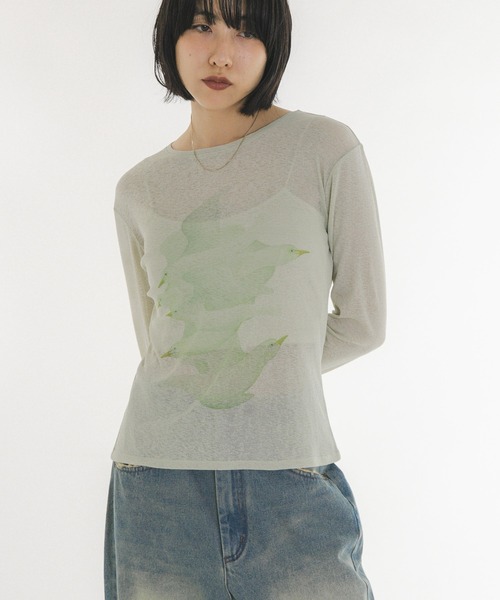 KBF（ケイビーエフ）の「『別注』Lee Izumida×KBF　シアーTEE（Tシャツ/カットソー・レディース・アイボリー/グリーン/ブルー・ONE）」の13枚目の写真