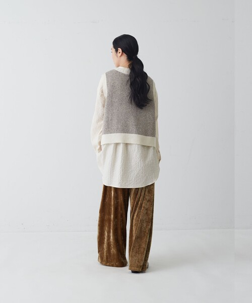 conges payes ADIEU TRISTESSE(コンジェ ペイエ アデュートリステス)の「アラン柄パッチワークベスト(ベスト・レディース・パープル/オフホワイト・FREE)」の7枚目の写真