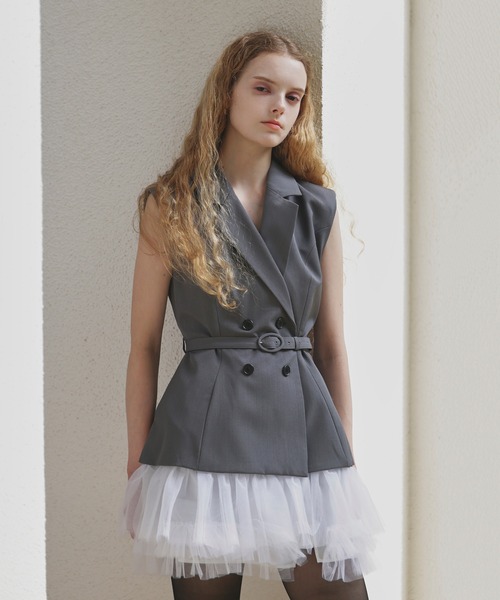 EIMY ISTOIRE(エイミーイストワール)の「2WAY JACKET MINI DRESS(ワンピース・レディース・グレー/ブラック・38/36)」の3枚目の写真
