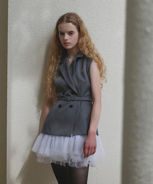 EIMY ISTOIRE(エイミーイストワール)の「2WAY JACKET MINI DRESS(ワンピース・レディース・グレー/ブラック・38/36)」の4枚目の写真