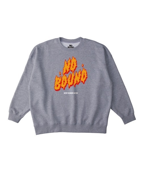 NOBOUND(ノーバウンド)の「NOBOUND(ノーバウンド) トレーナー メンズ レディース ユニセックス スウェット ファイヤーロゴ プリント ビッグシルエット スウェットシャツ スエット プルオーバー トップス ストリート カジュアル(スウェット・メンズ・ホワイト/ブラック/ヘザーグレー/ダークブルー・M/L/XL)」の3枚目の写真