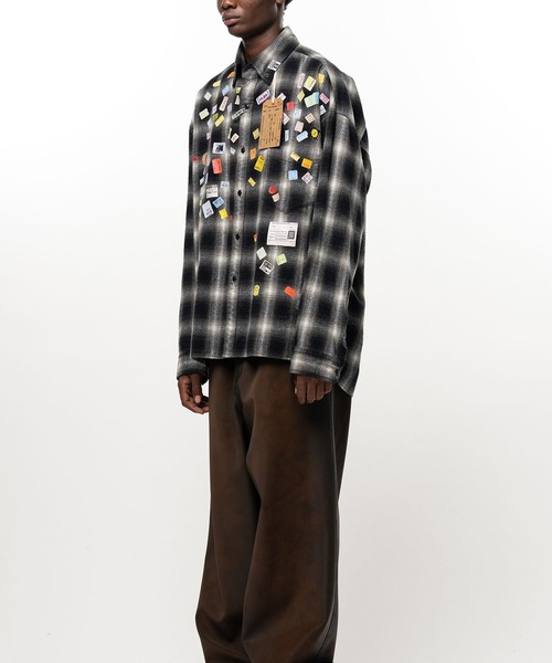 Maison MIHARA YASUHIRO(メゾンミハラヤスヒロ)の「【MIHARAYASUHIRO/ミハラヤスヒロ】PRICE STICKER CHECK SH(シャツ/ブラウス・メンズ・ブラック/ブラウン・46/44)」の3枚目の写真