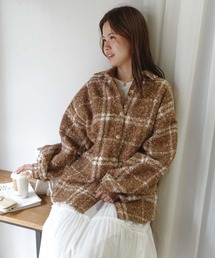 チェックボアオーバーサイズシャツジャケット