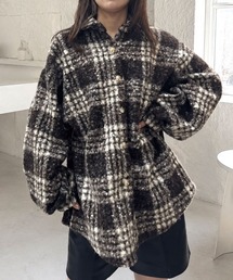 チェックボアオーバーサイズシャツジャケット