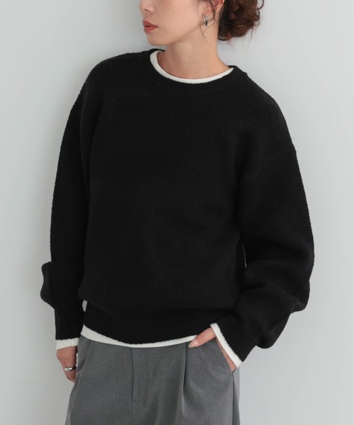 for/c(フォーシー)の「ブークレダブルフェイストップス【サスティナブル】(ニット/セーター・レディース・ブラウン/ブラック/アイボリー・L/M/LL)」の6枚目の写真