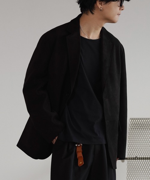 WYM LIDNM（ウィム バイ リドム）の「FAUX SUEDE TAILORED JACKET（テーラードジャケット・メンズ・ブラウン/ブラック・S/M/L/XS）」の3枚目の写真