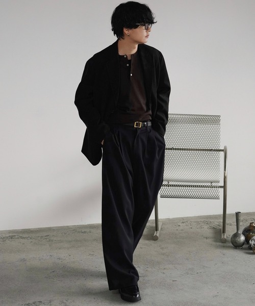 WYM LIDNM（ウィム バイ リドム）の「FAUX SUEDE TAILORED JACKET（テーラードジャケット・メンズ・ブラウン/ブラック・S/M/L/XS）」の6枚目の写真