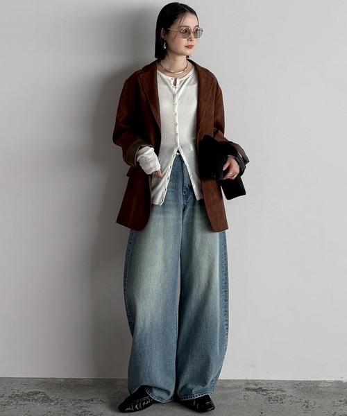 WYM LIDNM（ウィム バイ リドム）の「FAUX SUEDE TAILORED JACKET（テーラードジャケット・メンズ・ブラウン/ブラック・S/M/L/XS）」の22枚目の写真