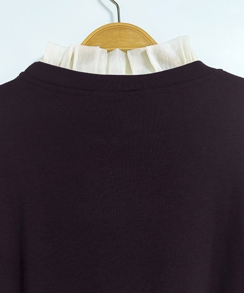 ReRe(リリ)の「フリルネック×レイヤード風長袖カットソー(Tシャツ/カットソー・レディース・ホワイト/プラム/グレー/ブラック/ネイビー・MEDIUM/X-LARGE/LARGE)」の18枚目の写真