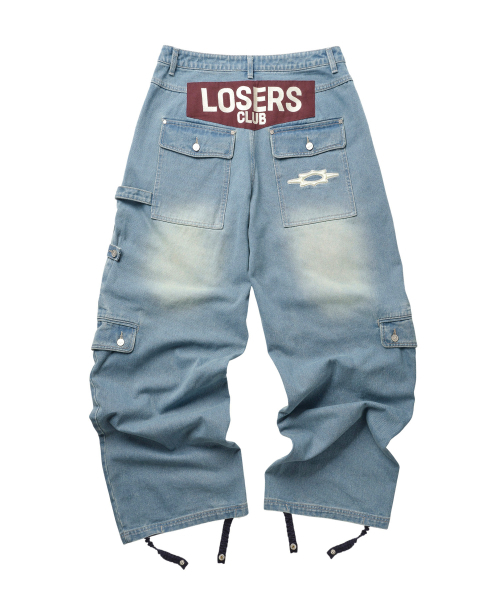 LOSERS CLUB（ルーザーズクラブ）の「LSC マルチ カーゴポケット ワイド デニムパンツ ライトブルー（デニムパンツ・レディース・その他・MEDIUM/LARGE/X-LARGE/SMALL）」の3枚目の写真