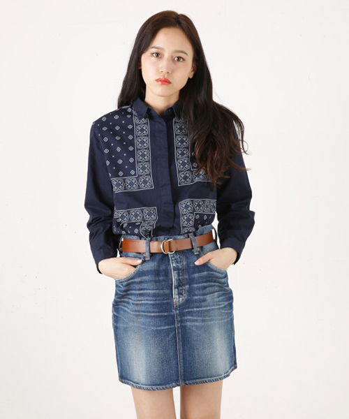 MOUSSY（マウジー）の「VINTAGE SCARF SH（シャツ/ブラウス・レディース・ホワイト系その他/ダークネイビー・FREE）」の2枚目の写真