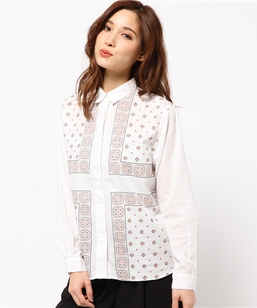 MOUSSY（マウジー）の「VINTAGE SCARF SH（シャツ/ブラウス・レディース・ホワイト系その他/ダークネイビー・FREE）」の11枚目の写真