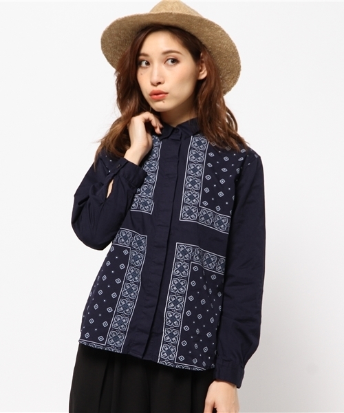 MOUSSY（マウジー）の「VINTAGE SCARF SH（シャツ/ブラウス・レディース・ホワイト系その他/ダークネイビー・FREE）」の12枚目の写真