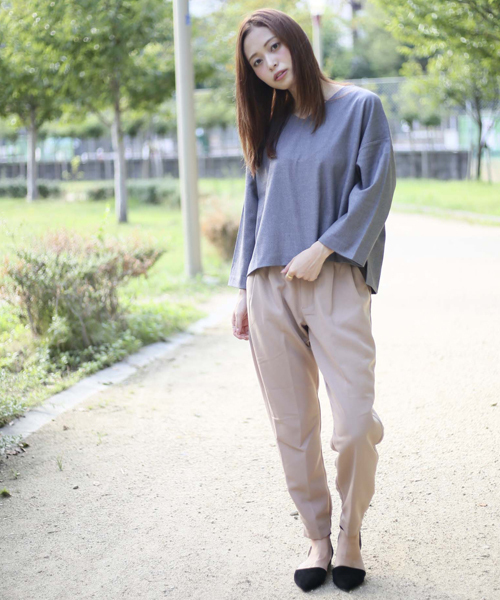 Denime（ドゥニーム）の「無地フランネルVネックトップス（Tシャツ/カットソー・レディース・ブラック/グレー・FREE）」の12枚目の写真