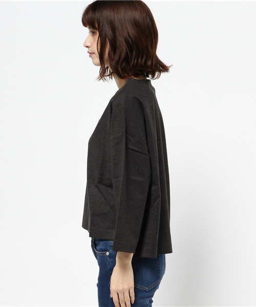 Denime（ドゥニーム）の「無地フランネルVネックトップス（Tシャツ/カットソー・レディース・ブラック/グレー・FREE）」の4枚目の写真