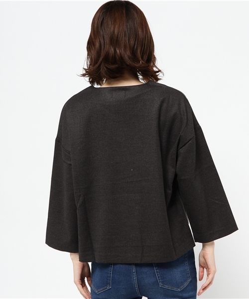 Denime（ドゥニーム）の「無地フランネルVネックトップス（Tシャツ/カットソー・レディース・ブラック/グレー・FREE）」の5枚目の写真