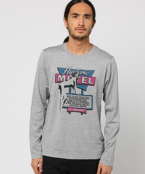HYSTERIC GLAMOUR(ヒステリックグラマー)の「MOTEL VISITORS pt T-SH(Tシャツ/カットソー・メンズ・ホワイト/トップグレー/ブラック・SMALL/MEDIUM/LARGE)」の1枚目の写真