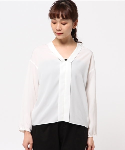 N.（N. Natural Beauty Basic）（エヌエヌナチュラルビューティーベーシック）の「テープフリルブラウス（シャツ/ブラウス・レディース・グレー/ホワイト/ブラック・MEDIUM）」の4枚目の写真